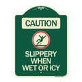 Signmission Caution Slippery When Wet or Icy W/ Graphic Heavy-Gauge Aluminum Sign, 24" H, G-1824-24285 A-DES-G-1824-24285